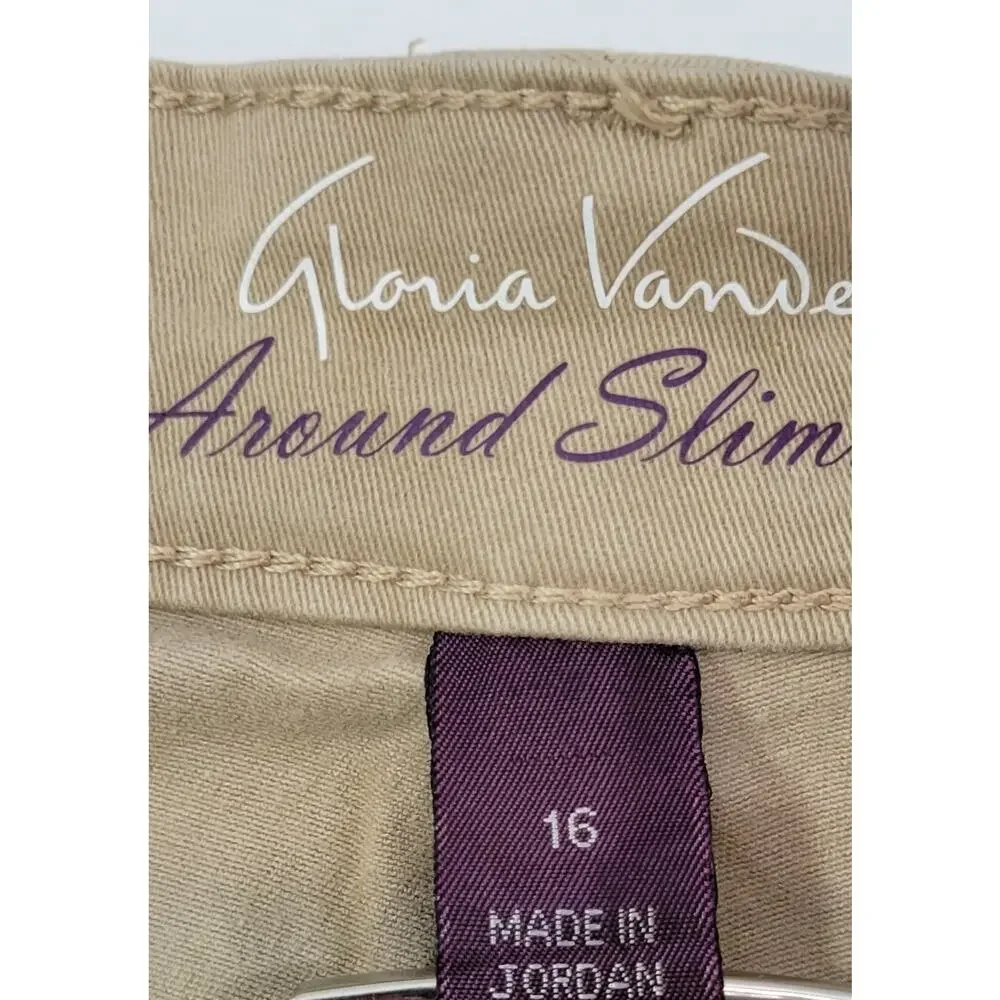 L8) Gloria Vanderbilt All-Around Slimming Effect Beige Pants 16 Short